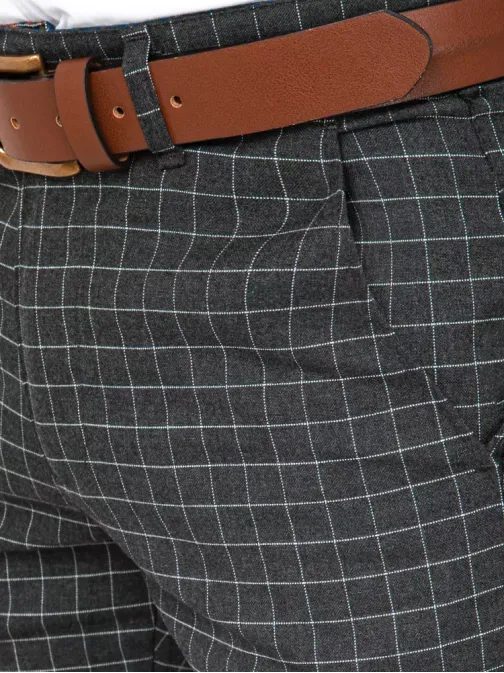 Tmavě šedé chinos kalhoty s jemným vzorem