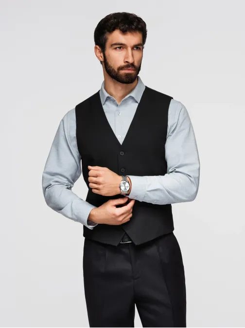 Černá elegantní vesta s úzkým střihem V3 V65