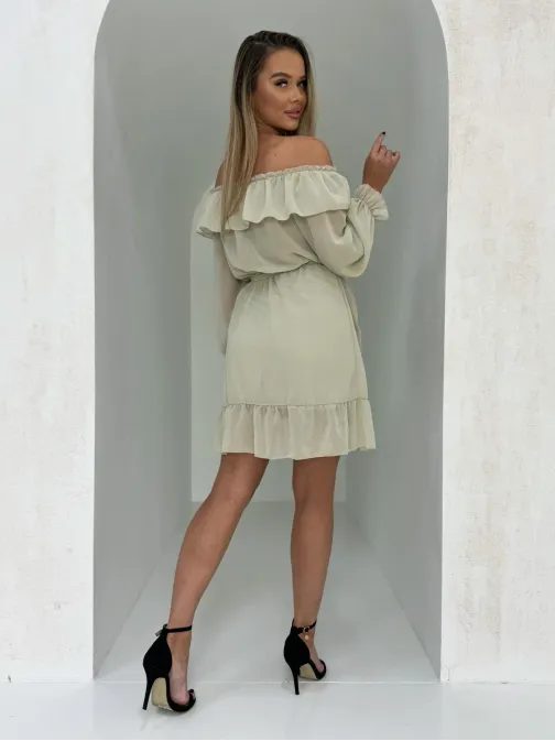 Jedinečné béžové dámské šaty dlr106