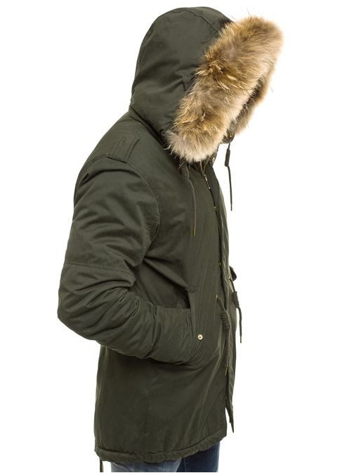 Zimní khaki bunda s kapucí X-FEEL 33183