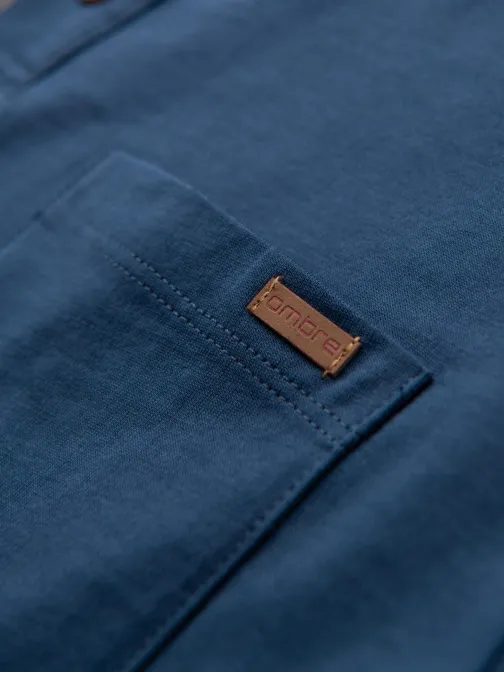 Bavlněné tmavě modré pánské tričko s knoflíky V2 TSCT-0206