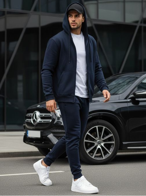 Tmavě modrá mikina s kapucí