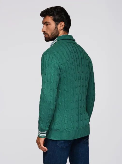 Pánský pletený svetr zelený v1 om-swcd-0151
