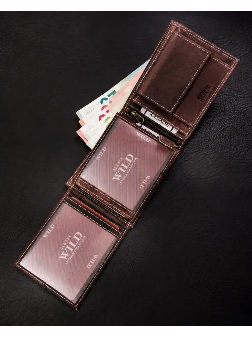 Hnědá pánská kožená peněženka Wild