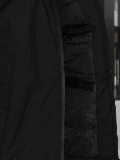 Černo-bílá zimní bunda s kapucí