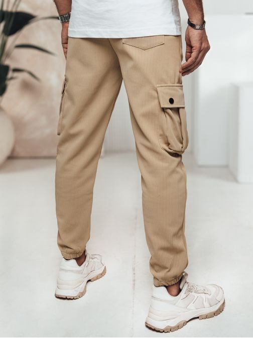 Béžové pánské kalhoty s kapsami