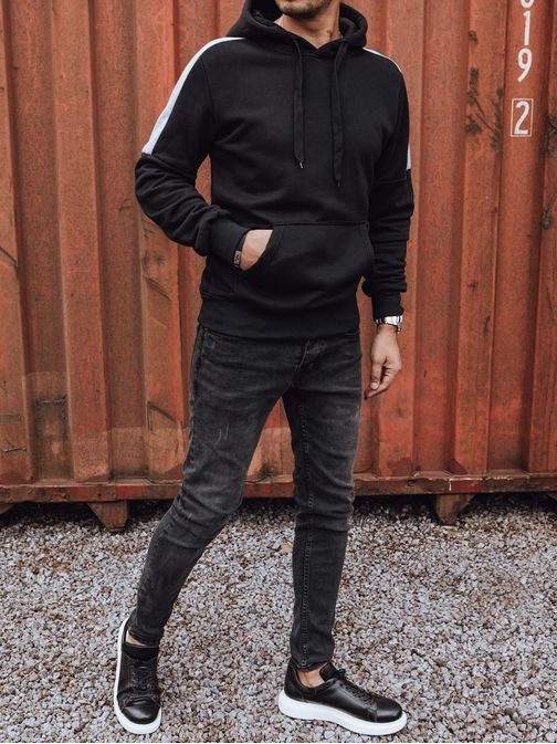 Pánská černá mikina v zajímavém provedení