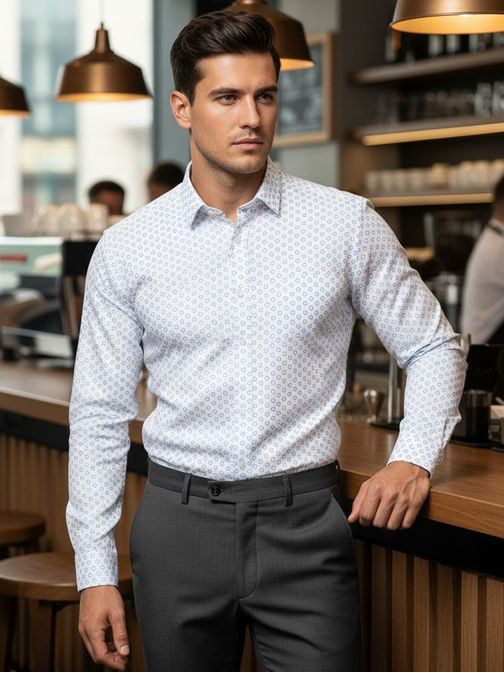 Okouzlující bílá pánská košile se vzorem