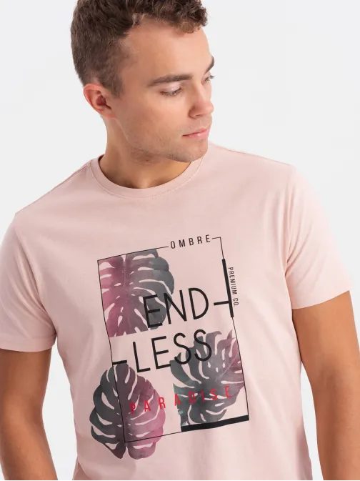 Růžové triko s nápisem V2 TSPT-0131