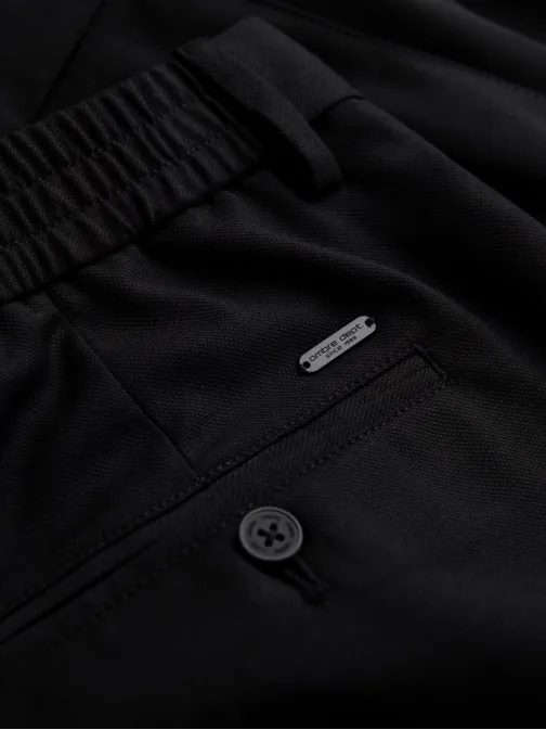 Trendy černé chinos kalhoty s elastickým pasem V4 PACP-0157