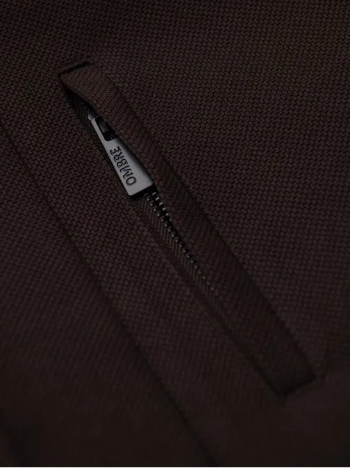 Hnědý pánský kabát s vysokým límcem V5 COWC-0136