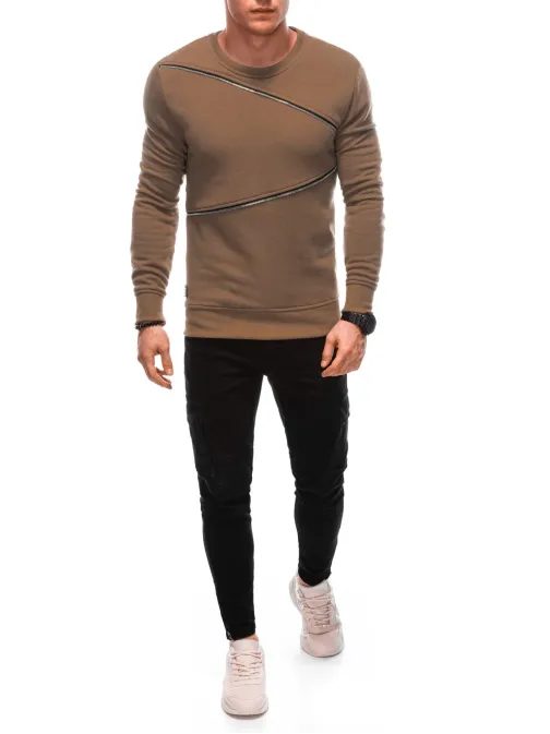 Nadčasová hnědá trendy mikina V3 OM-SSNZ-005