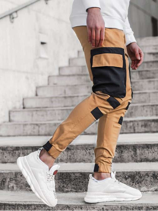 Stylové kamelové joggery G/11131