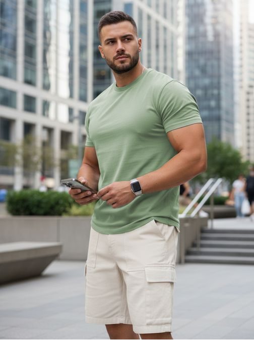 Bavlněné světle zelené tričko s krátkým rukávem