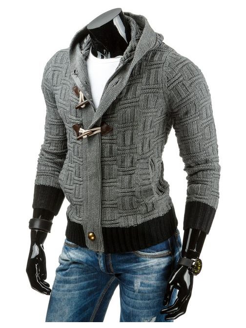 Pohodlný moderní tmavě šedý svetr na zip