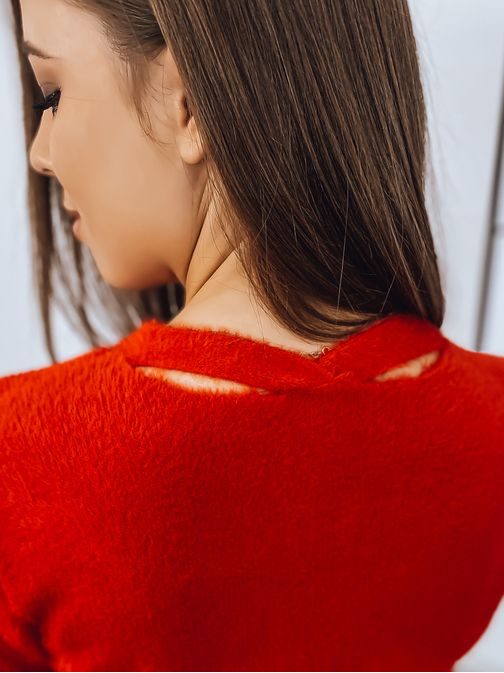 Trey dámský zajímavý svetr v červené barvě