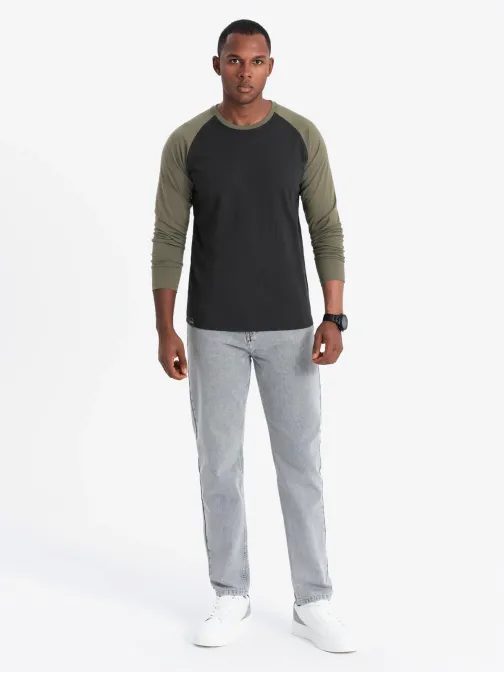 Trendy černo-olivové pánské tričko V3 LSCL-0105