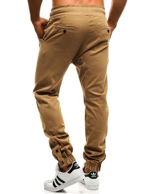 Karamelové chinos jogger kalhoty OZONEE A/0952