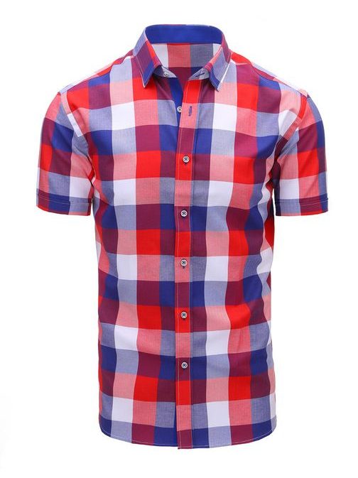 Červeno-fialová pánská vzorovaná košile