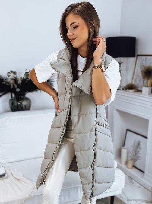 Neobyčejná dámská zelená prošívaná vesta Serkis