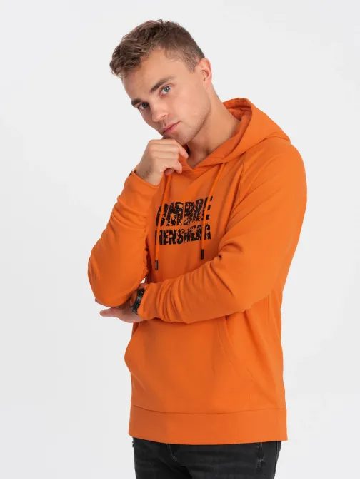 Trendy oranžová mikina s nápisem V1 SSPS-0155