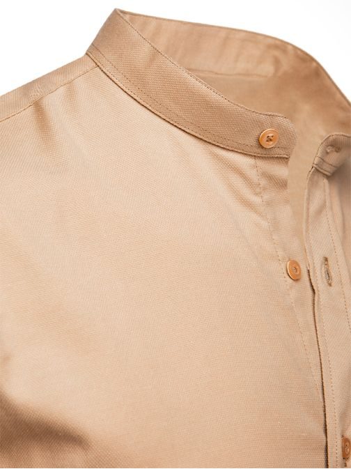 Nadčasová béžová pánská košile s límečkem