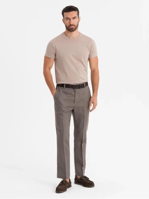 Základní pískové bavlněné tričko s kulatým výstřihem V11 TSBS-0236