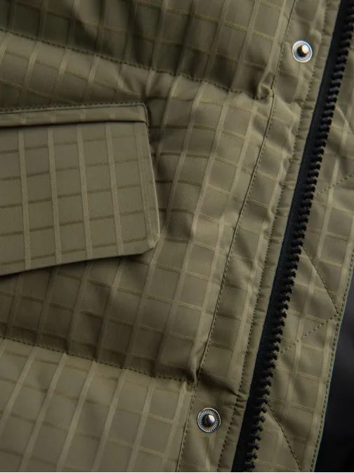 Nadčasová prošívaná olivová pánská parka V4 JALJ-0201