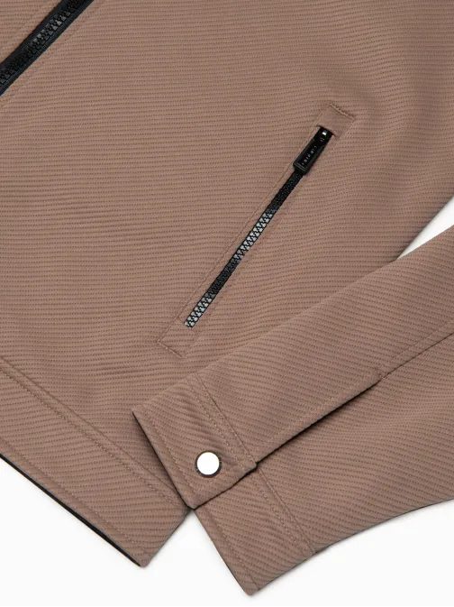 Trendy přechodná světle hnědá bunda V4 OM-JANP-0138