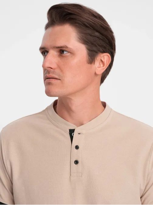 Pohodlná trendy béžová polokošile V5 TSCT-0156