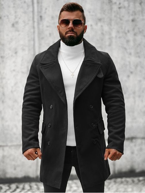 Moderní kabát v černé barvě JB/1048