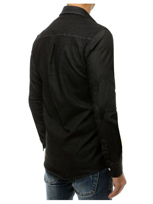 Ležérní černá košile s trendy prošíváním