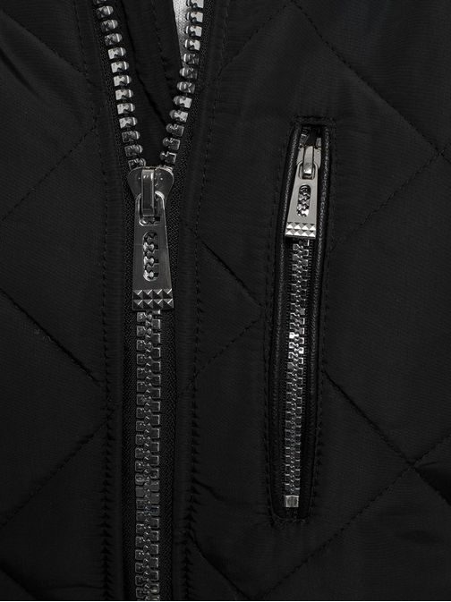 Zimní černá prošívaná bunda s kapucí X-FEEL 88656