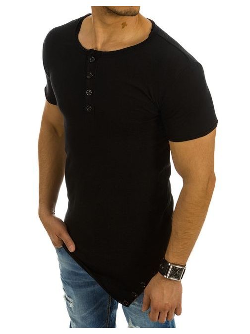 Moderní asymetrické černé pánské tričko