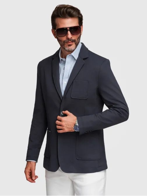 Tmavě modré sportovní sako slim fit střihu V3 M165