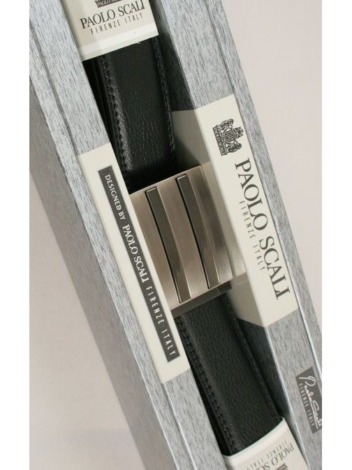 Černý kožený pásek s automatickou přezkou Paolo Scali