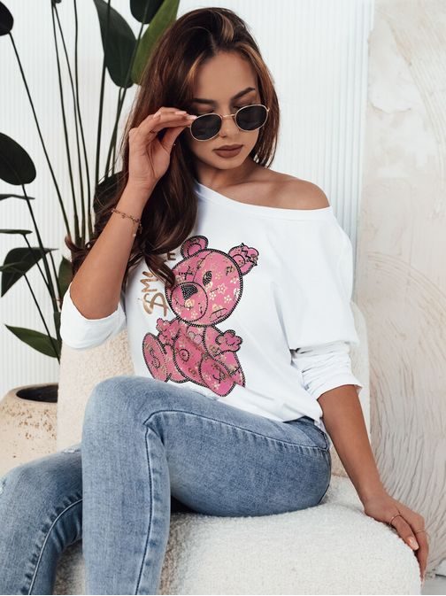 Dámská bílá blůza laděná do růžova Ostio