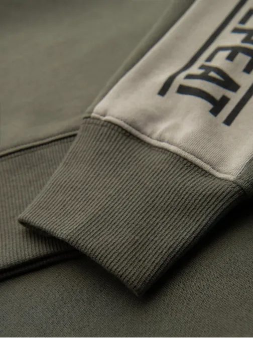 Módní olivová mikina s kapucí a ozdobnými rukávy V1 OM-SSNZ-0200