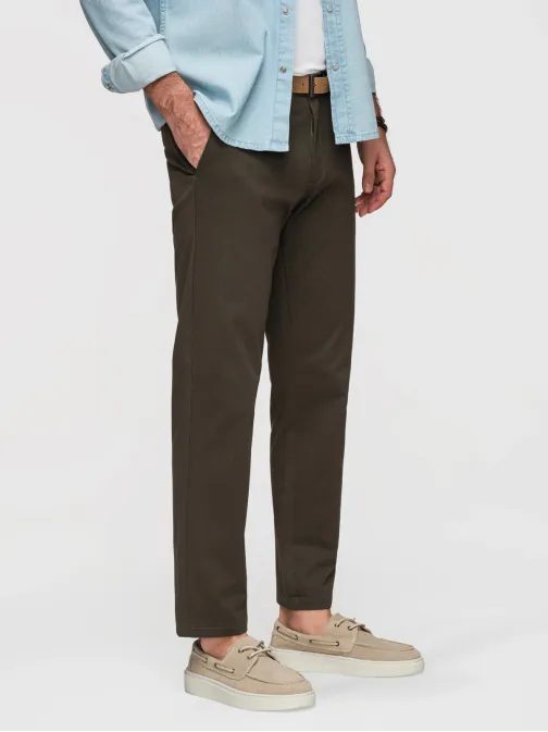 Trendy tmavě zelené kalhoty  s jemnou strukturou V4 P1522