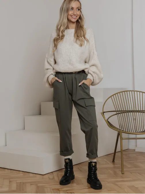 Dámské khaki cargo kalhoty PLR266