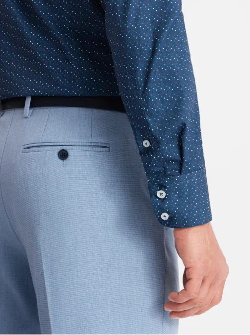 Zajímavá modrá košile s trendy vzorem V4 SHCS-0151