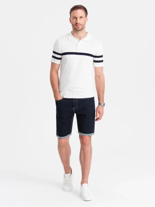 Pánské džínové šortky tmavě modré v1 om-srds-0134