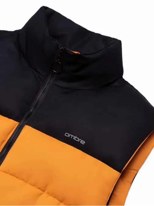 Stylová hořčicová prošívaná vesta V36