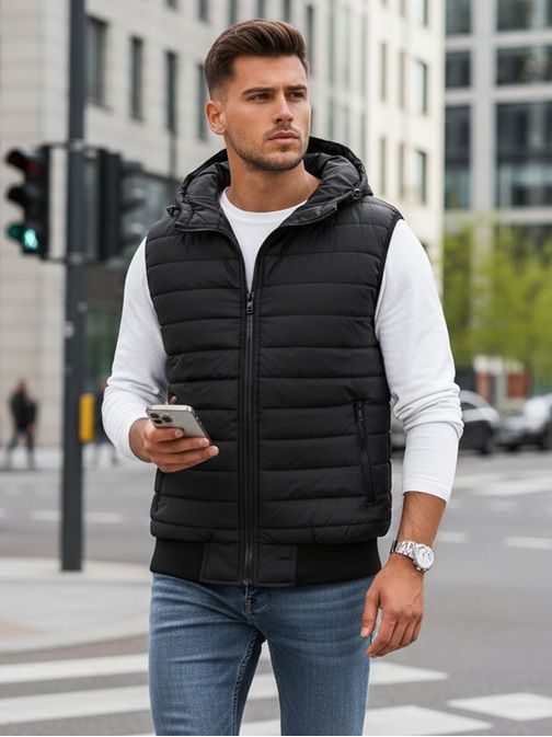 Trendy vesta s kapucí v černé barvě