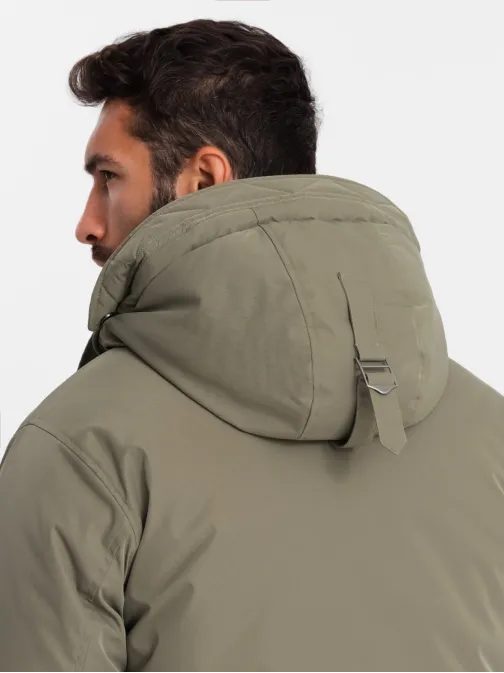 Klasická olivová pánská parka na zimu V3 JALP-0166