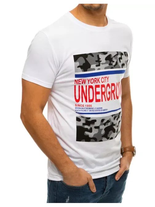 Trendové bílé tričko s potiskem Underground