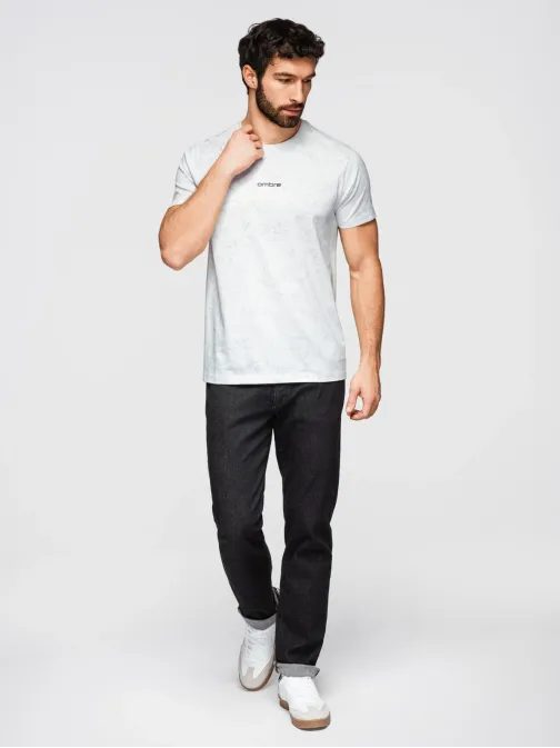 Bílé pánské tričko s květinovým potiskem V2 TSPT-0263