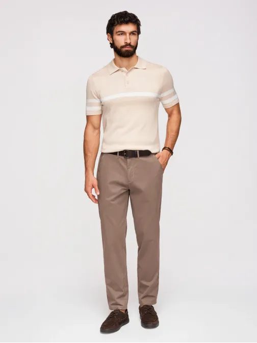 Pánské hnědé chinos kalhoty V1 PACP-0293
