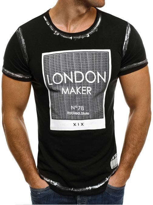 LONDON MAKER černé moderní pánské tričko SS020