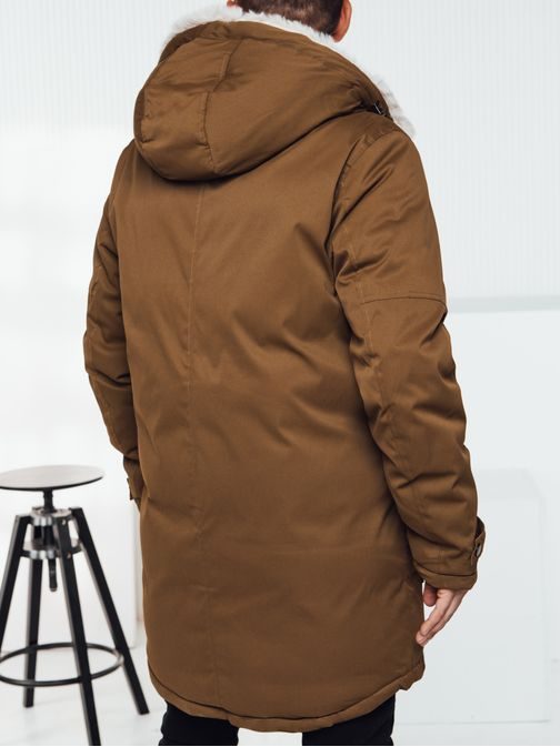 Hnědá pánská parka na zimu